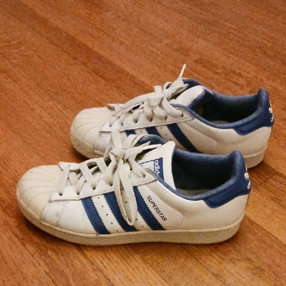 Adidas White and Blue Sneakers Classic Design